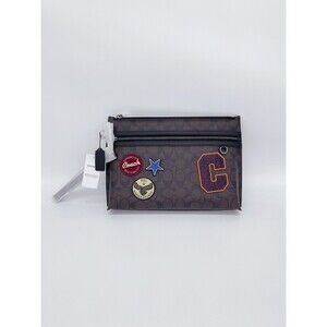 Coach C6990 Carry All Pouch In Signature Canvas With Souvenir Patches NWT $298